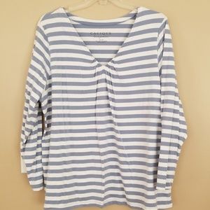 26/28 Cacique Blue and white striped cotton shirt